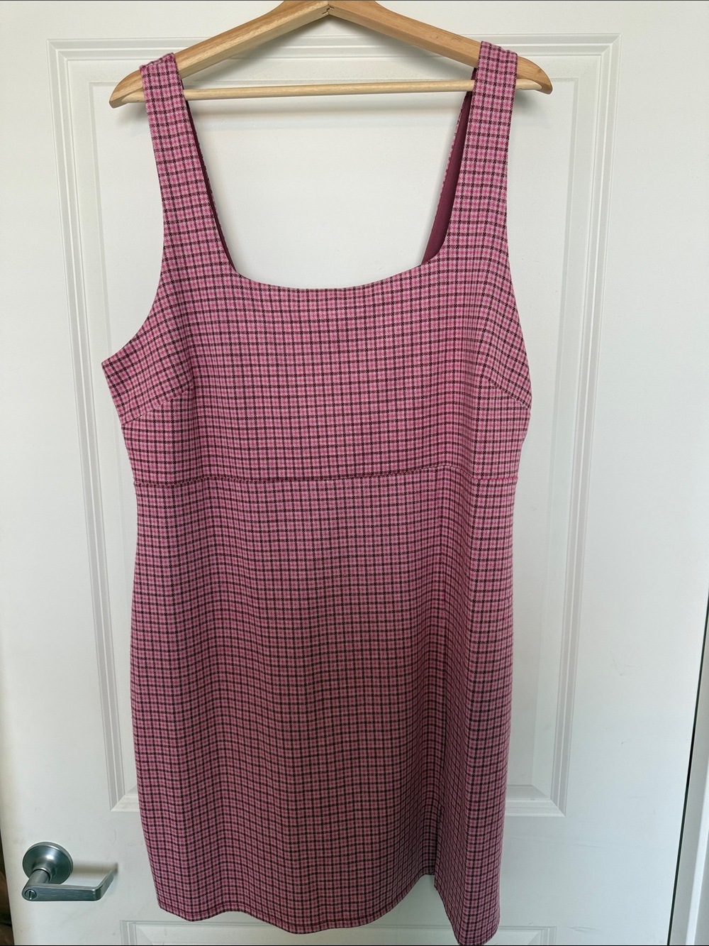 Forever 21 Pink Check Square-Neck Mini Dress